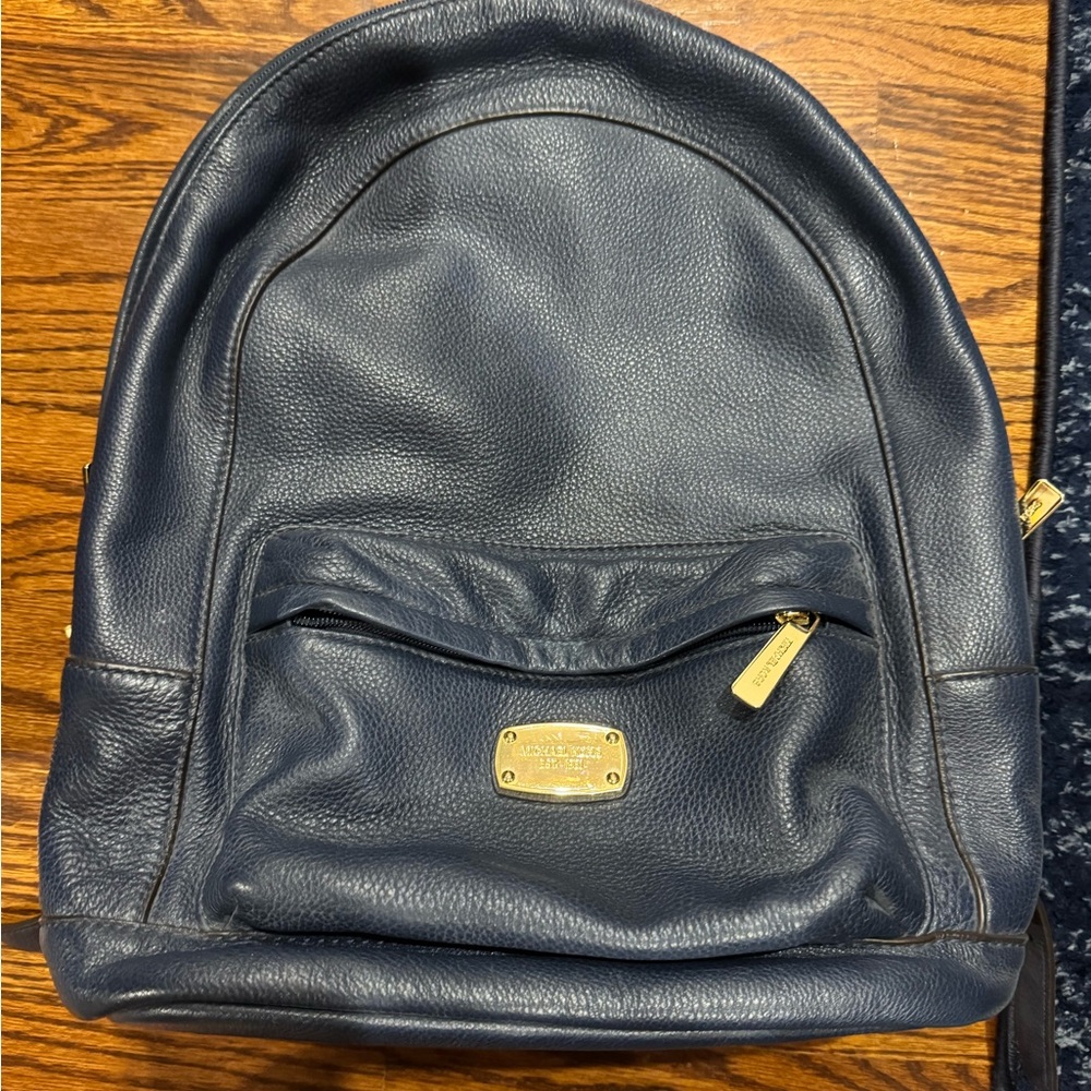 MICHAEL Michael Kors Dark Blue Leather Backpack
